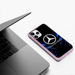 Чехол iPhone 11 Pro матовый Mercedes-Benz: Blue Anger, цвет: 3D-розовый — фото 2