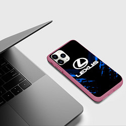 Чехол iPhone 11 Pro матовый Lexus: Blue Anger, цвет: 3D-малиновый — фото 2