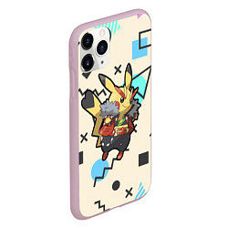 Чехол iPhone 11 Pro матовый Pikachu Geometry, цвет: 3D-розовый — фото 2