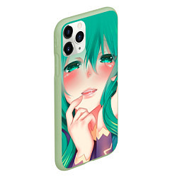 Чехол iPhone 11 Pro матовый Miku Ahegao, цвет: 3D-салатовый — фото 2