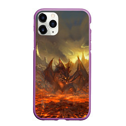 Чехол iPhone 11 Pro матовый Linage II: Fire Dragon, цвет: 3D-фиолетовый