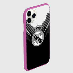 Чехол iPhone 11 Pro матовый FC Real Madrid: Black Style, цвет: 3D-фиолетовый — фото 2