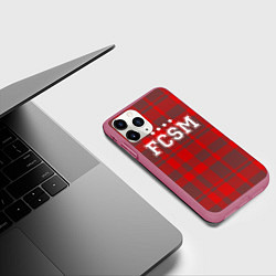 Чехол iPhone 11 Pro матовый Футбольная клетка, цвет: 3D-малиновый — фото 2