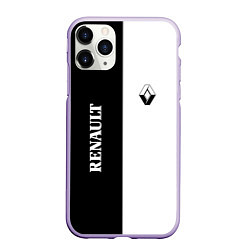 Чехол iPhone 11 Pro матовый Renault: Black & White, цвет: 3D-светло-сиреневый