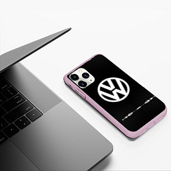 Чехол iPhone 11 Pro матовый Volkswagen: Black Abstract, цвет: 3D-розовый — фото 2