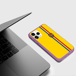 Чехол iPhone 11 Pro матовый Молдавия: лента с гербом, цвет: 3D-фиолетовый — фото 2