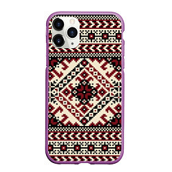 Чехол iPhone 11 Pro матовый Славянский орнамент, цвет: 3D-фиолетовый
