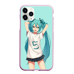 Чехол iPhone 11 Pro матовый Hatsune Miku, цвет: 3D-розовый