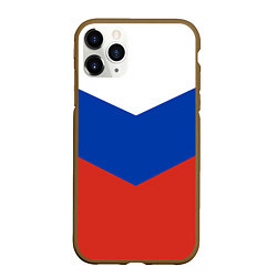 Чехол iPhone 11 Pro матовый Российский триколор, цвет: 3D-коричневый