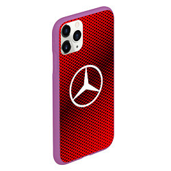 Чехол iPhone 11 Pro матовый Mercedes: Red Carbon, цвет: 3D-фиолетовый — фото 2