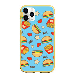 Чехол iPhone 11 Pro матовый Yum Fast Food, цвет: 3D-желтый