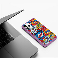 Чехол iPhone 11 Pro матовый Pop art pattern, цвет: 3D-фиолетовый — фото 2