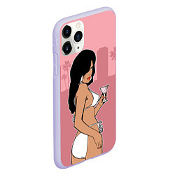 Чехол iPhone 11 Pro матовый GTA VC: Girl with Martini, цвет: 3D-светло-сиреневый — фото 2
