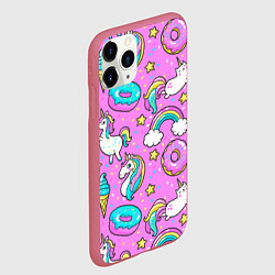 Чехол iPhone 11 Pro матовый Сказочные единороги, цвет: 3D-малиновый — фото 2