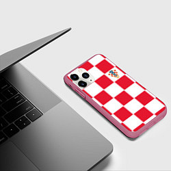 Чехол iPhone 11 Pro матовый Сборная Хорватии: Домашняя ЧМ-2018, цвет: 3D-малиновый — фото 2