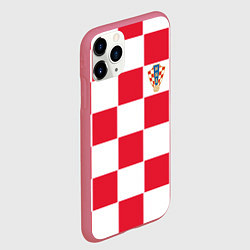 Чехол iPhone 11 Pro матовый Сборная Хорватии: Домашняя ЧМ-2018, цвет: 3D-малиновый — фото 2