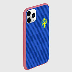 Чехол iPhone 11 Pro матовый Сборная Швеции: Гостевая ЧМ-2018, цвет: 3D-малиновый — фото 2