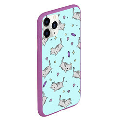Чехол iPhone 11 Pro матовый Кавайные котики, цвет: 3D-фиолетовый — фото 2