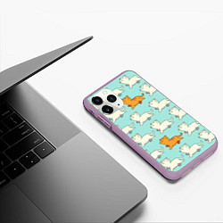 Чехол iPhone 11 Pro матовый Облачные котейки, цвет: 3D-сиреневый — фото 2
