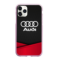 Чехол iPhone 11 Pro матовый Audi: Grey Carbon, цвет: 3D-розовый