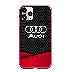 Чехол iPhone 11 Pro матовый Audi: Grey Carbon, цвет: 3D-малиновый