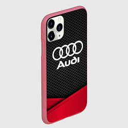 Чехол iPhone 11 Pro матовый Audi: Grey Carbon, цвет: 3D-малиновый — фото 2
