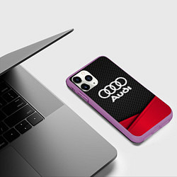 Чехол iPhone 11 Pro матовый Audi: Grey Carbon, цвет: 3D-фиолетовый — фото 2