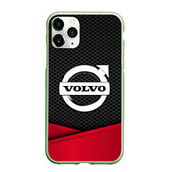 Чехол iPhone 11 Pro матовый Volvo: Grey Carbon, цвет: 3D-салатовый