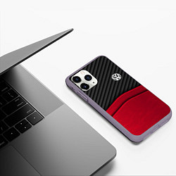 Чехол iPhone 11 Pro матовый Volkswagen: Red Carbon, цвет: 3D-серый — фото 2