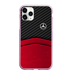 Чехол iPhone 11 Pro матовый Mercedes Benz: Red Carbon, цвет: 3D-розовый