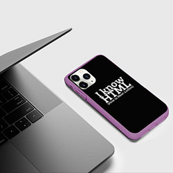 Чехол iPhone 11 Pro матовый I know HTML, цвет: 3D-фиолетовый — фото 2