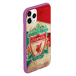 Чехол iPhone 11 Pro матовый FC Liverpool: Old Style, цвет: 3D-фиолетовый — фото 2