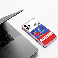 Чехол iPhone 11 Pro матовый Russia Footballer, цвет: 3D-розовый — фото 2