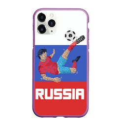 Чехол iPhone 11 Pro матовый Russia Footballer, цвет: 3D-фиолетовый