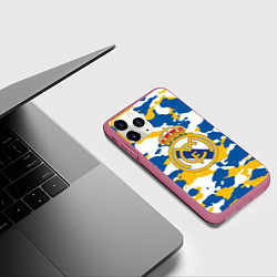 Чехол iPhone 11 Pro матовый Real Madrid: Camo, цвет: 3D-малиновый — фото 2