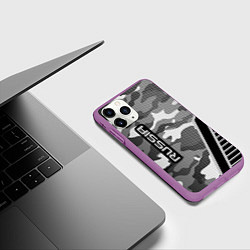 Чехол iPhone 11 Pro матовый Russia: Grey Camo, цвет: 3D-фиолетовый — фото 2