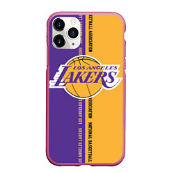 Чехол iPhone 11 Pro матовый NBA: LA Lakers, цвет: 3D-малиновый