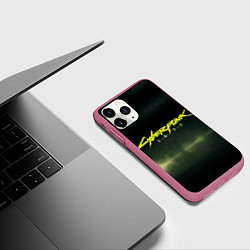 Чехол iPhone 11 Pro матовый Cyberpunk 2077, цвет: 3D-малиновый — фото 2