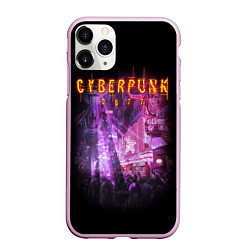 Чехол iPhone 11 Pro матовый Cyberpunk 2077: Neon City, цвет: 3D-розовый