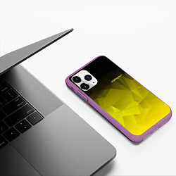 Чехол iPhone 11 Pro матовый Cyberpunk 2077: Yellow Poly, цвет: 3D-фиолетовый — фото 2