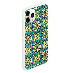 Чехол iPhone 11 Pro матовый Хризантемы: бирюзовый узор, цвет: 3D-белый — фото 2
