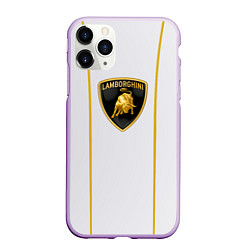 Чехол iPhone 11 Pro матовый Lamborghini SPORT, цвет: 3D-сиреневый