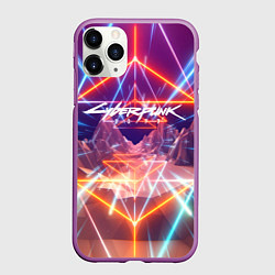 Чехол iPhone 11 Pro матовый Cyberpunk 2077: Neon Lines, цвет: 3D-фиолетовый