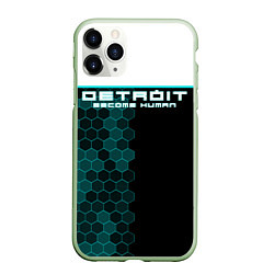 Чехол iPhone 11 Pro матовый Detroit: Cyber Hexagons, цвет: 3D-салатовый