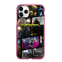 Чехол iPhone 11 Pro матовый Cyberpunk 2077: Stories, цвет: 3D-малиновый