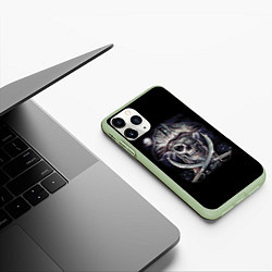 Чехол iPhone 11 Pro матовый Череп пирата, цвет: 3D-салатовый — фото 2