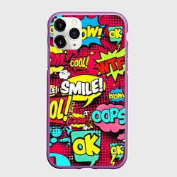 Чехол iPhone 11 Pro матовый Слова из комиксов, цвет: 3D-фиолетовый