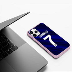 Чехол iPhone 11 Pro матовый Ronaldo 7: Blue Sport, цвет: 3D-розовый — фото 2