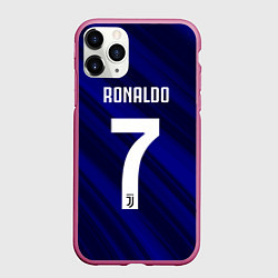 Чехол iPhone 11 Pro матовый Ronaldo 7: Blue Sport, цвет: 3D-малиновый