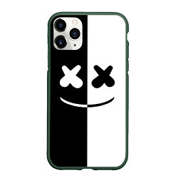Чехол iPhone 11 Pro матовый Marshmello: Black & White, цвет: 3D-темно-зеленый